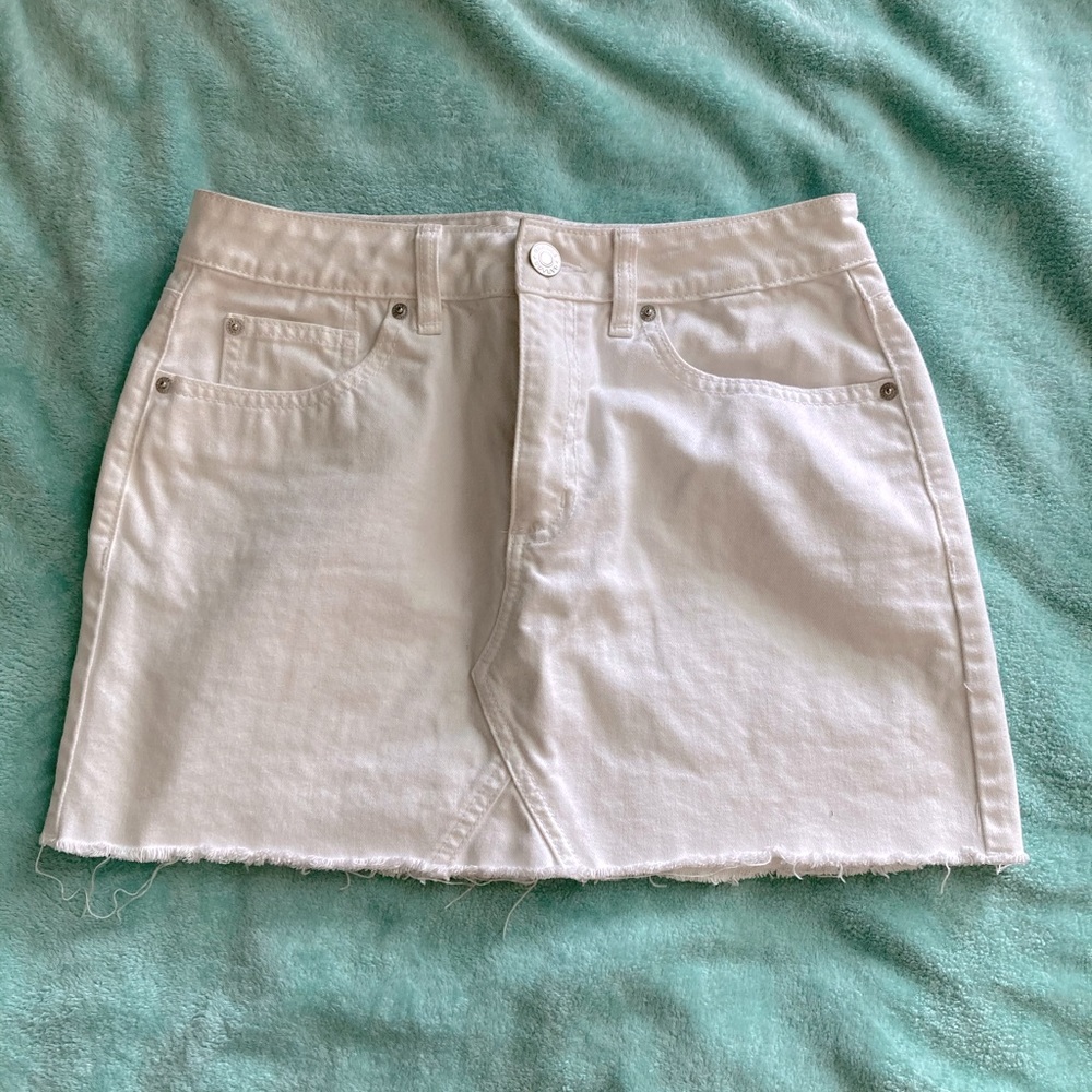 Garage white jean mini skirt